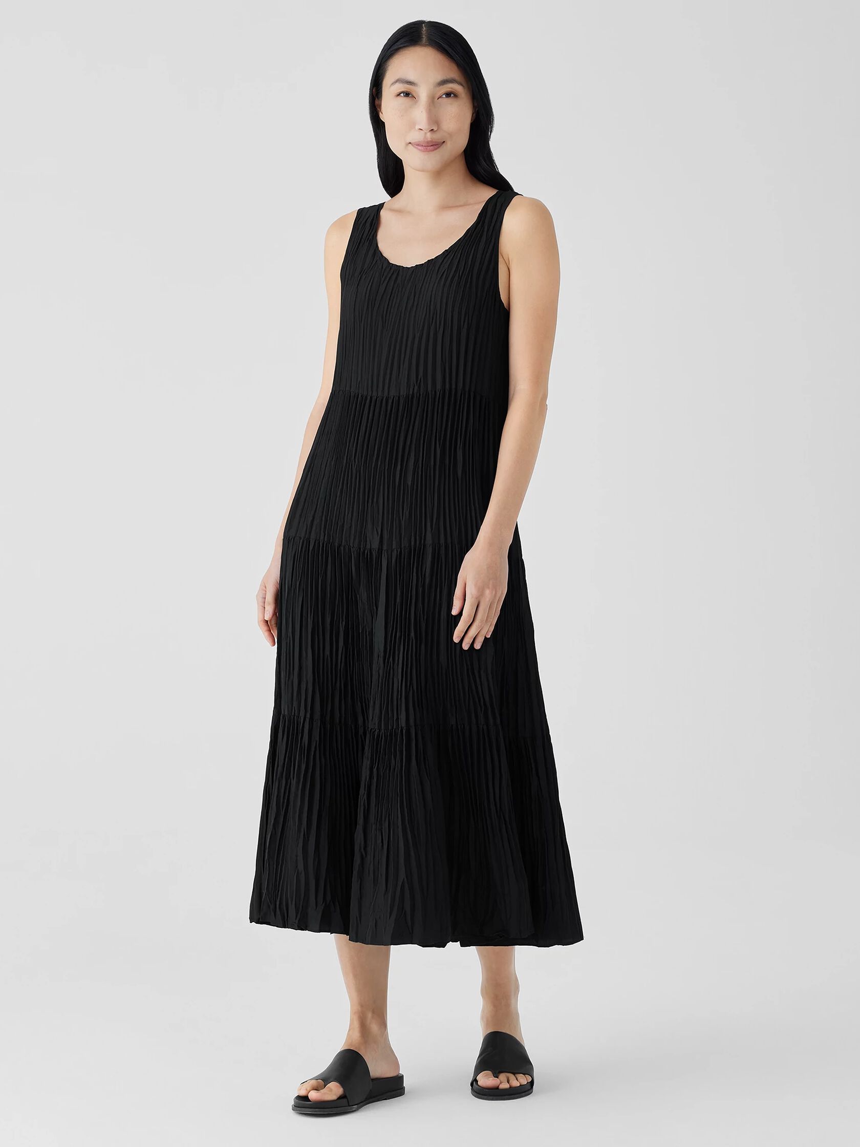 Crushed Silk Tiered Dress