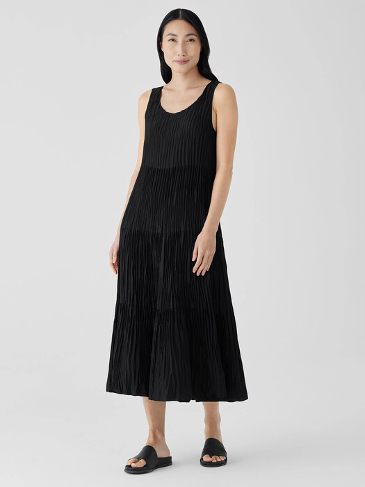 Crushed Silk Tiered Dress