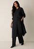 Wool Cotton Check Band Collar Shirtdress