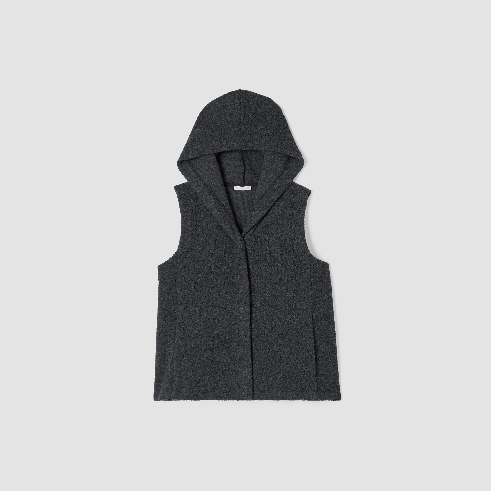 Boucle Wool Knit Hooded Vest | EILEEN 