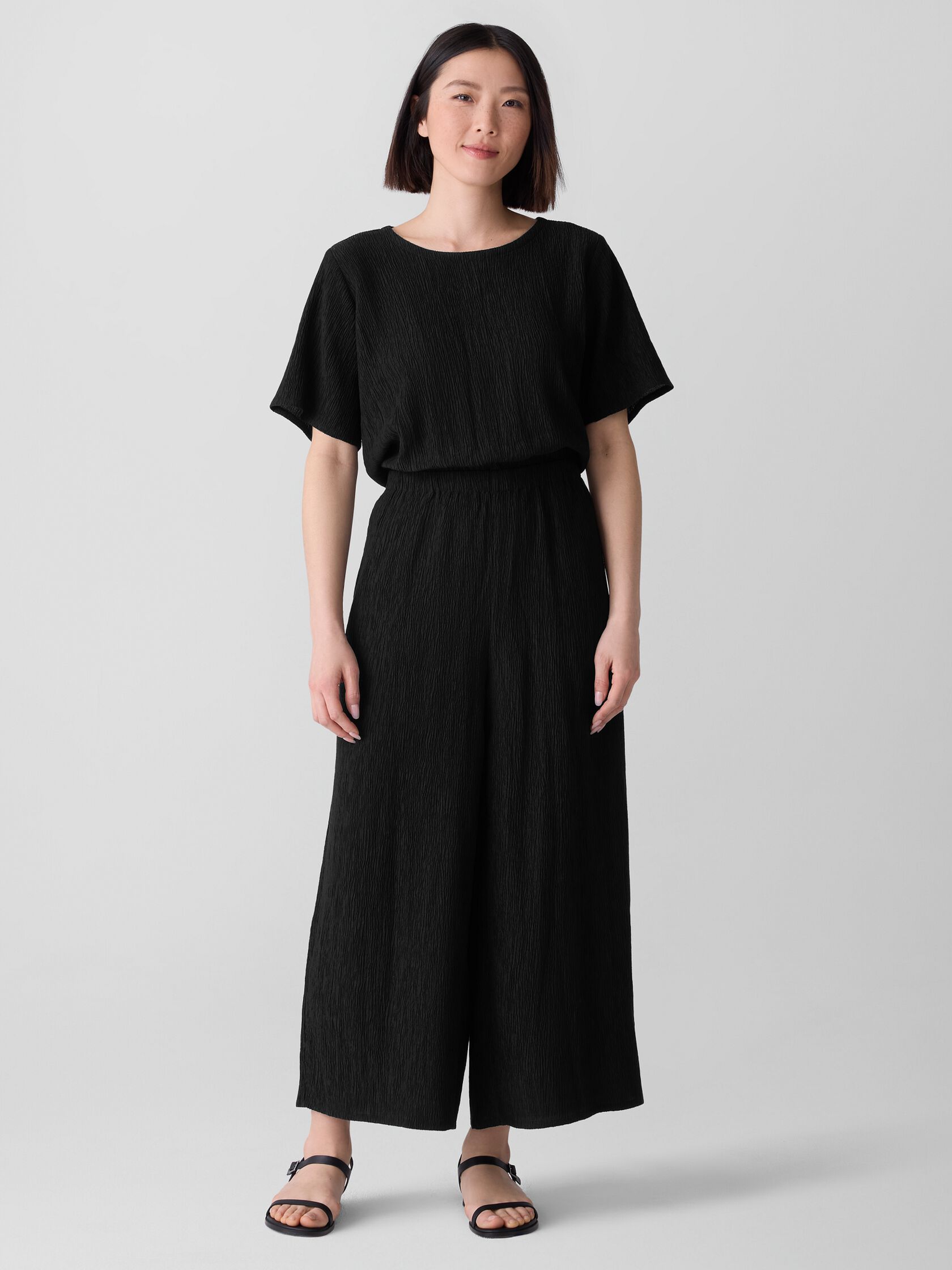 Woven Plissé Jumpsuit