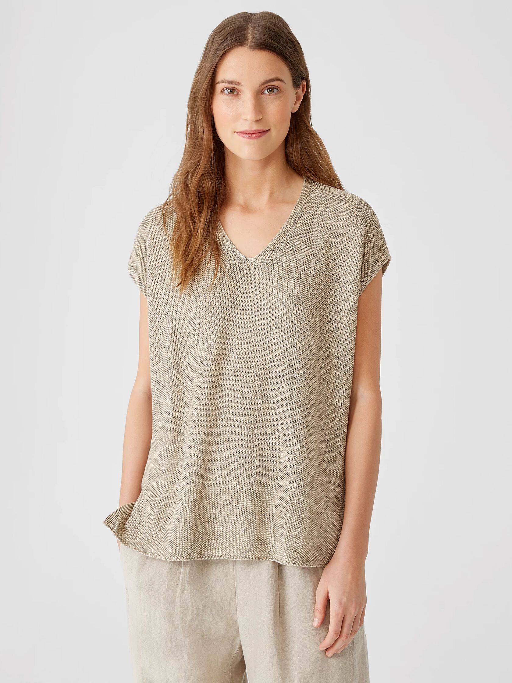 Organic Linen Delave V-Neck Top