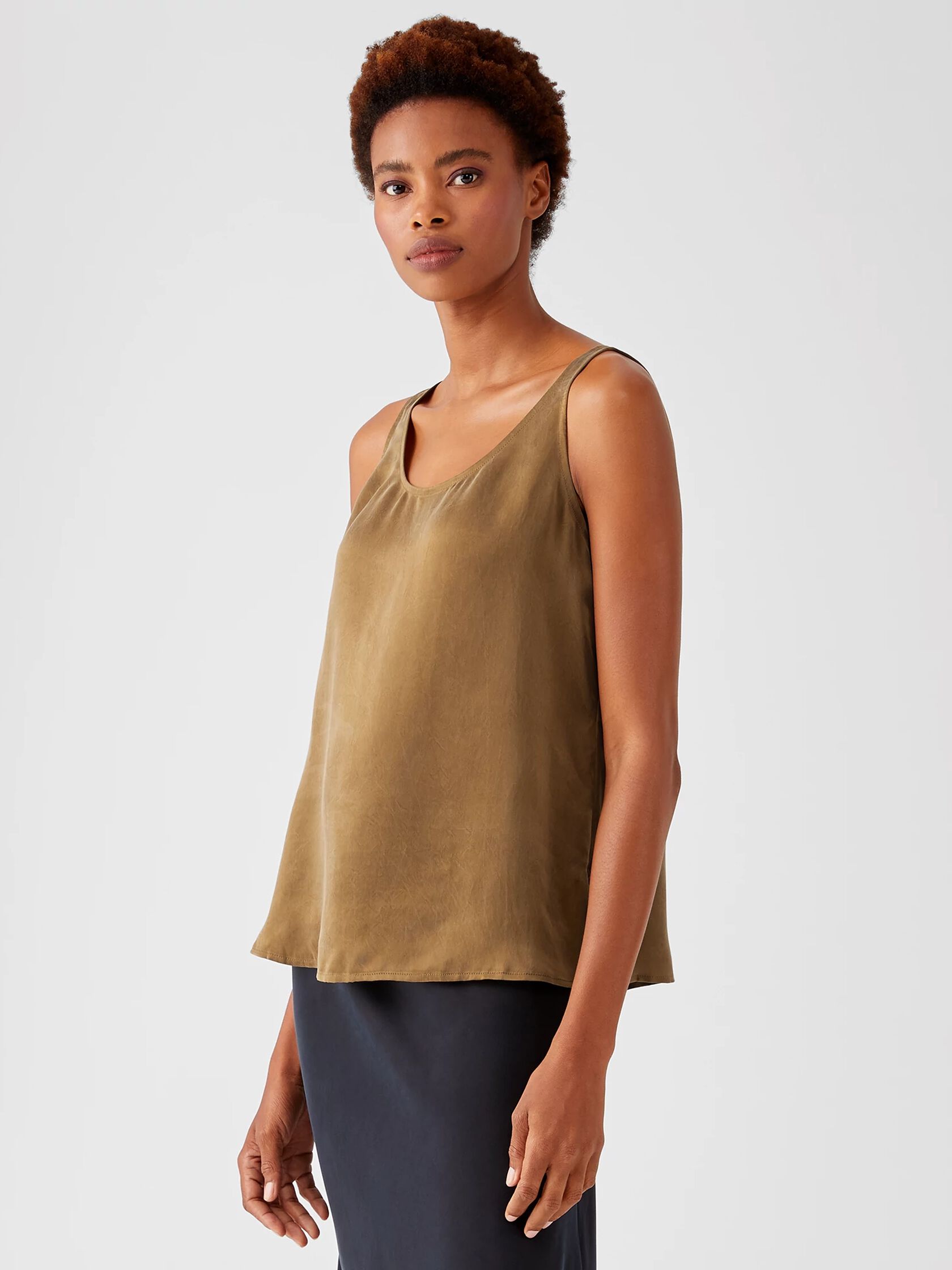 Sandwashed Cupro Scoop Neck Tank