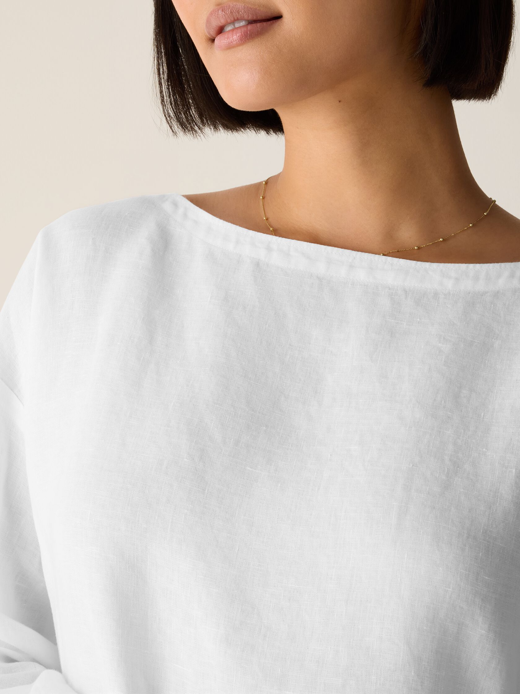 Organic Handkerchief Linen Bateau Neck Box-Top