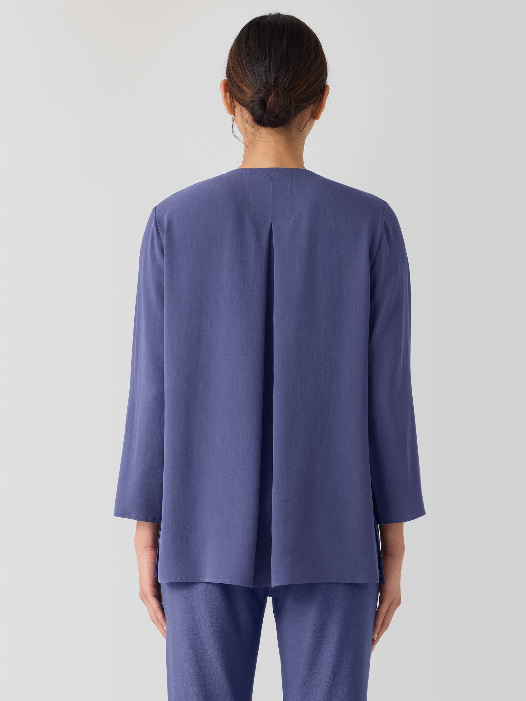 Silk Georgette Crepe Keyhole Top