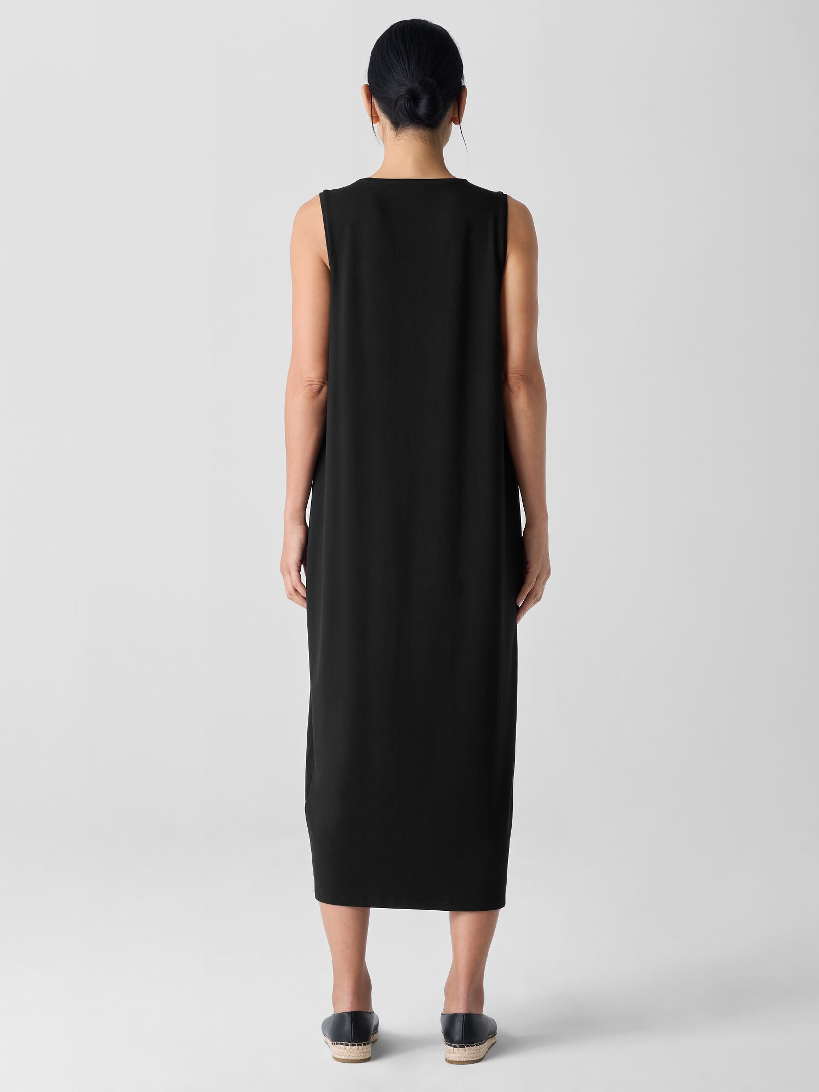 Stretch Jersey Knit Round Neck Dress