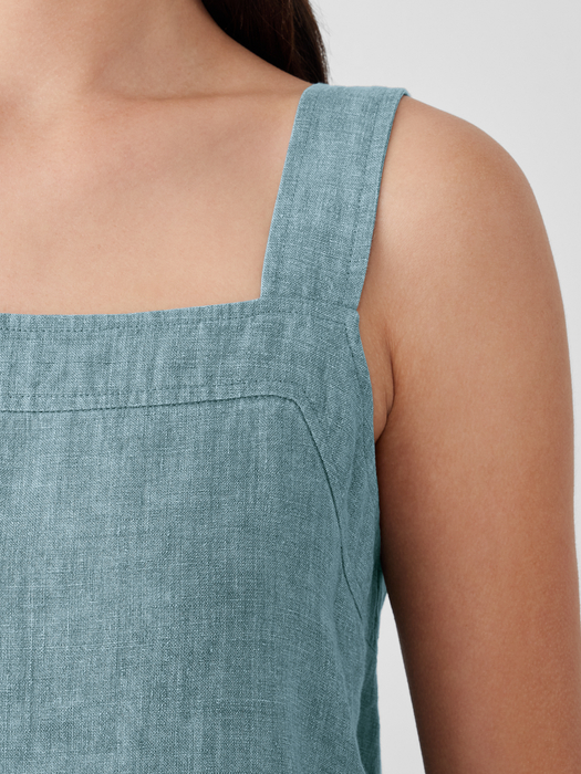 Washed Organic Linen Délavé Square Neck Dress