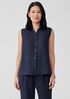 Puckered Organic Linen Sleeveless Shirt