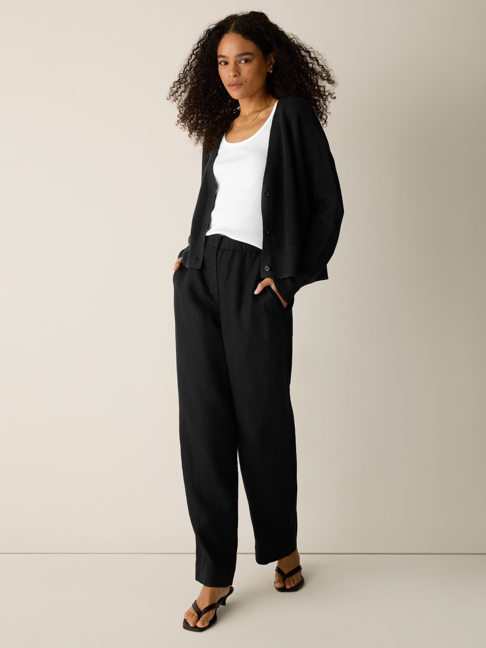 Heavy Organic Linen Full-Length Straight Trouser