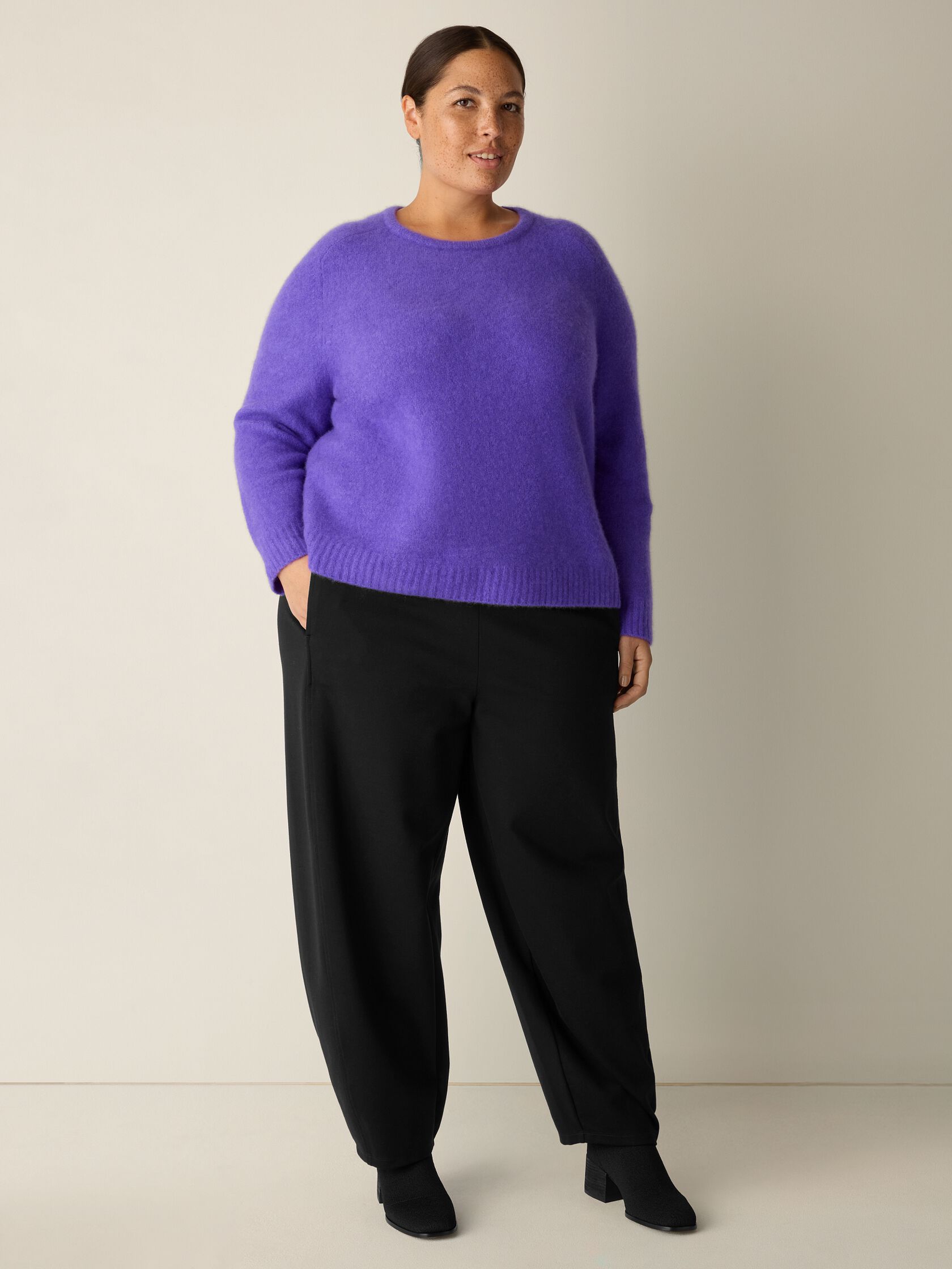 Cashmere Silk Boucle Bliss Crew Neck Top