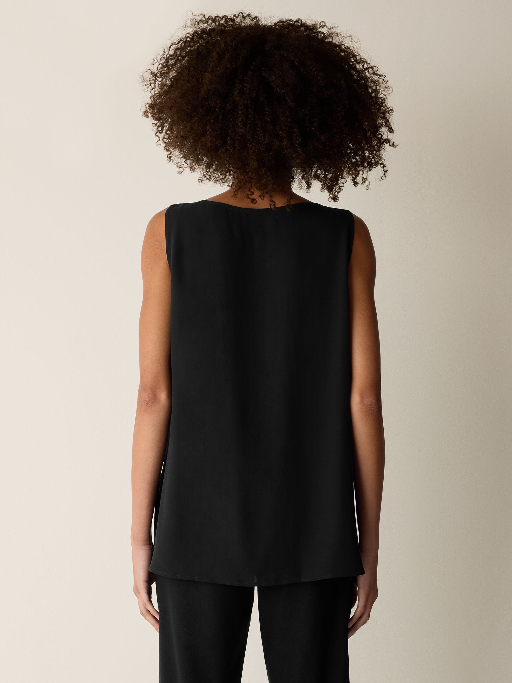 Silk Georgette Crepe Ballet Neck Long Tank