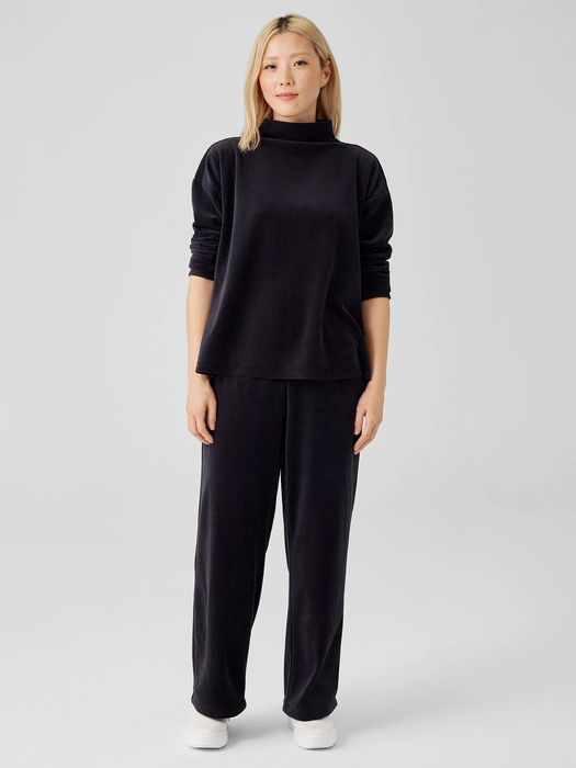 Cotton Velour Funnel Neck Box-Top