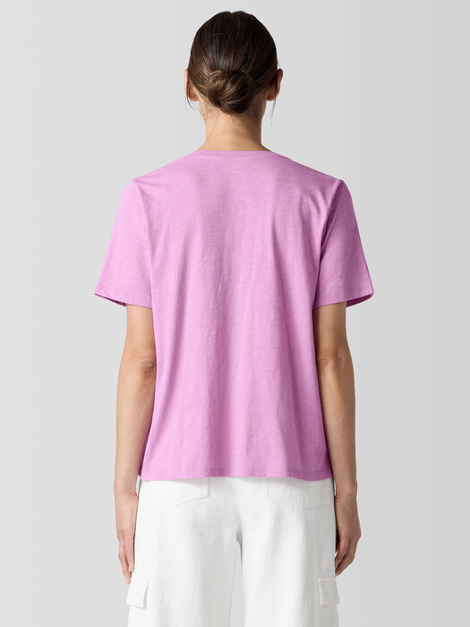 Organic Cotton Slubby Jersey V-Neck Tee