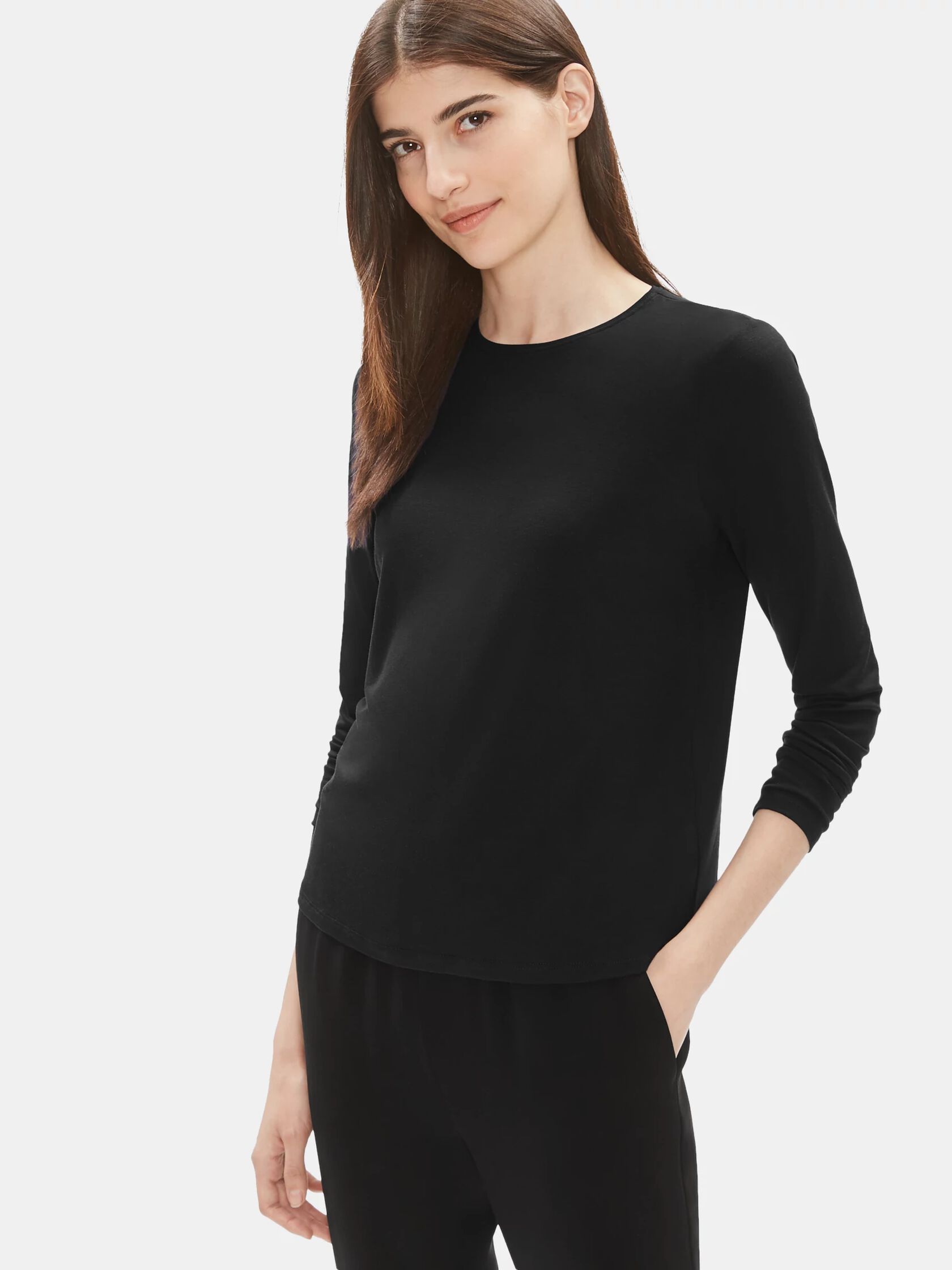 System Lightweight Viscose Jersey Crew Neck Top