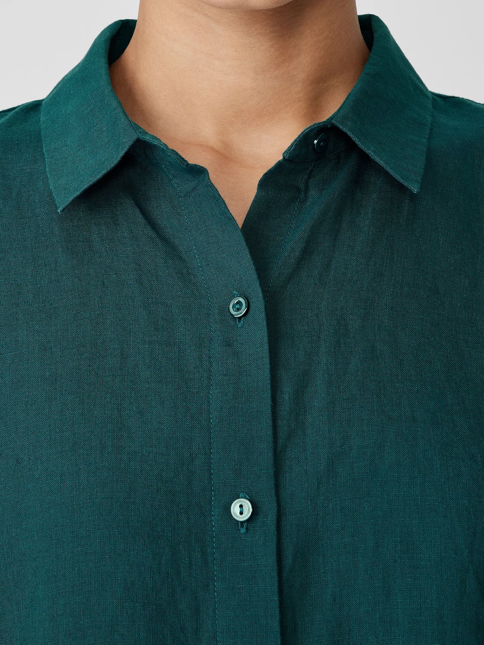 Organic Handkerchief Linen Classic Collar Long Shirt
