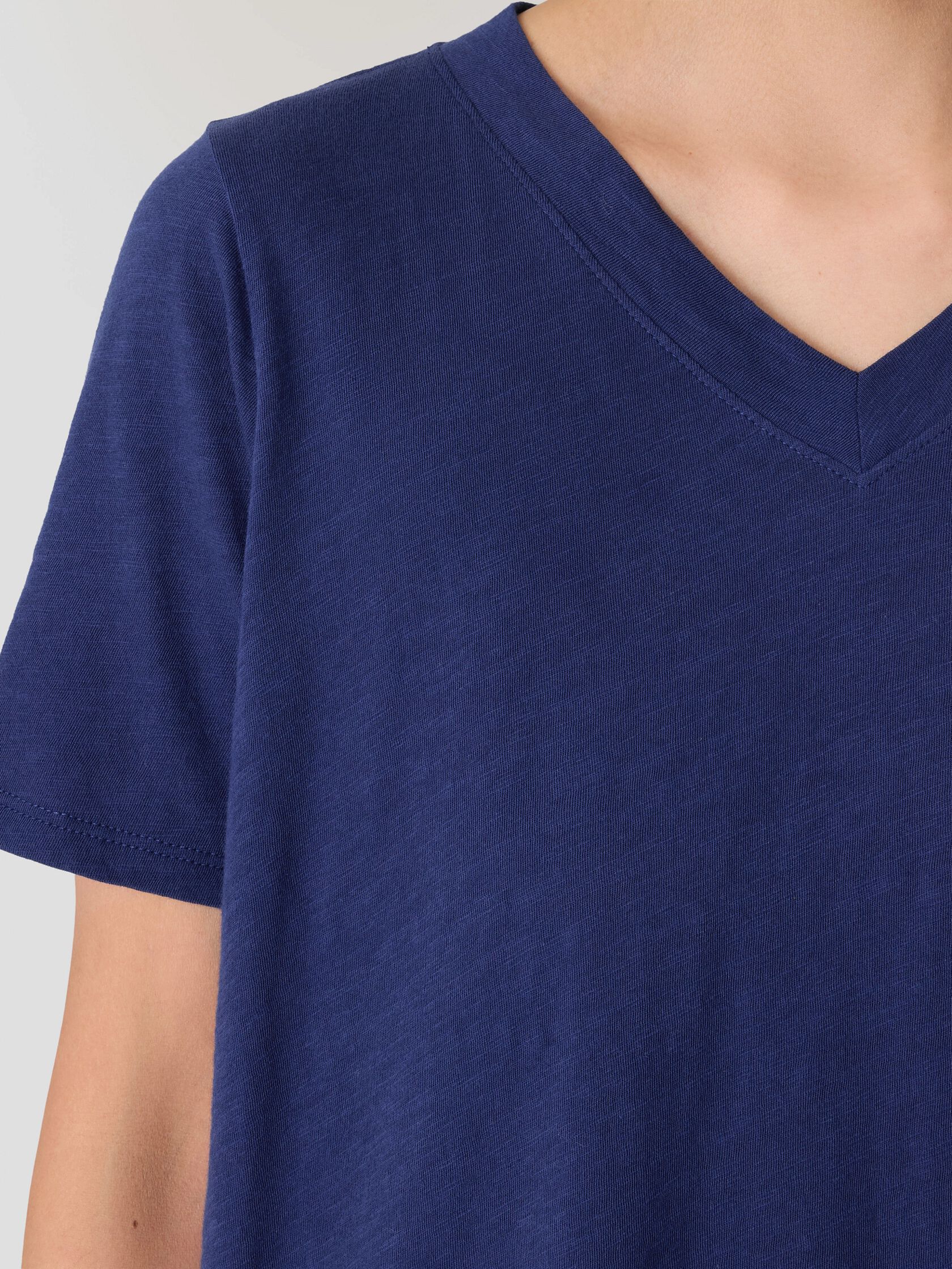 Organic Cotton Slubby Jersey V-Neck Dress