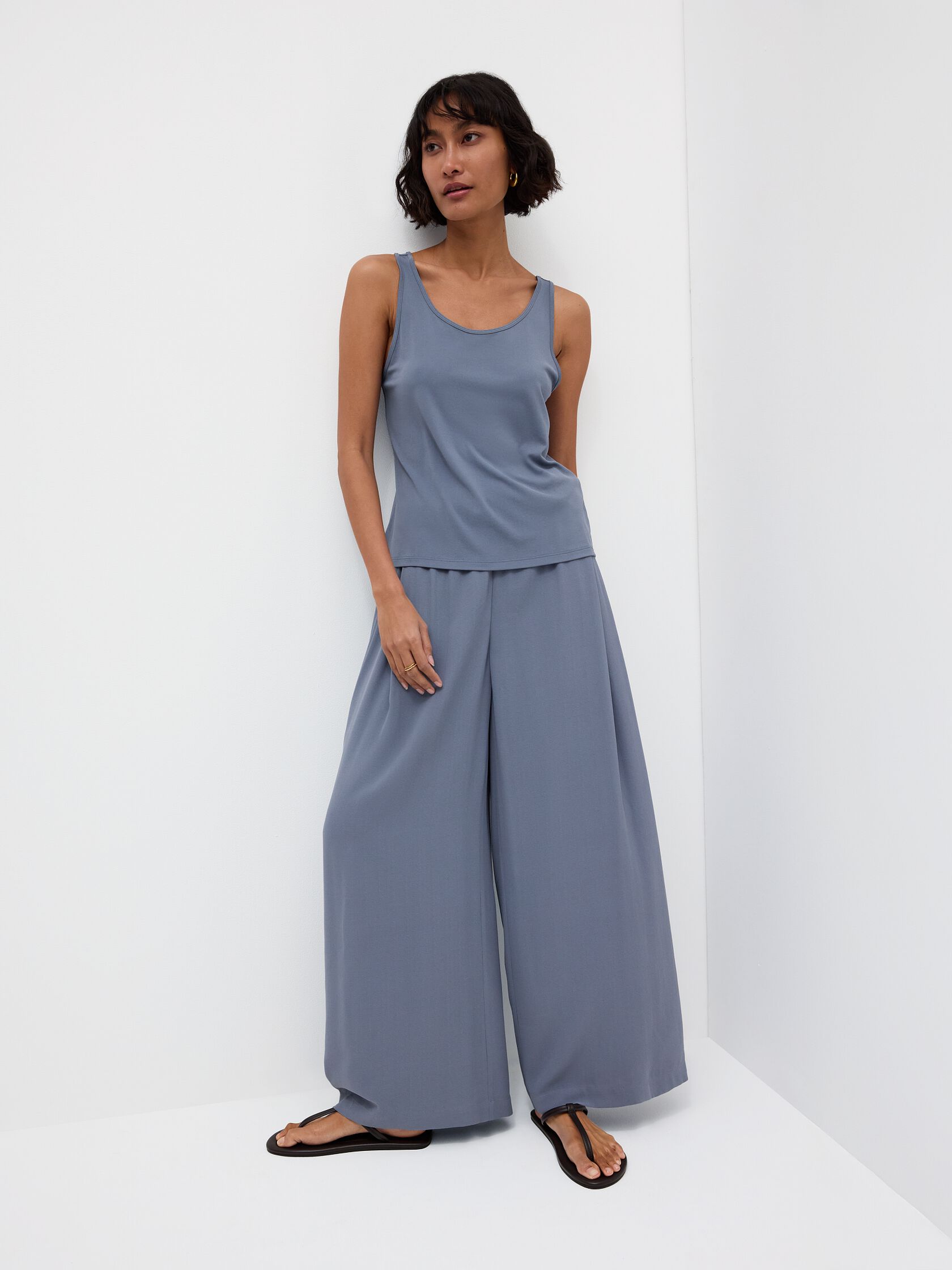 Stretch Silk Jersey Scoop Neck Tank