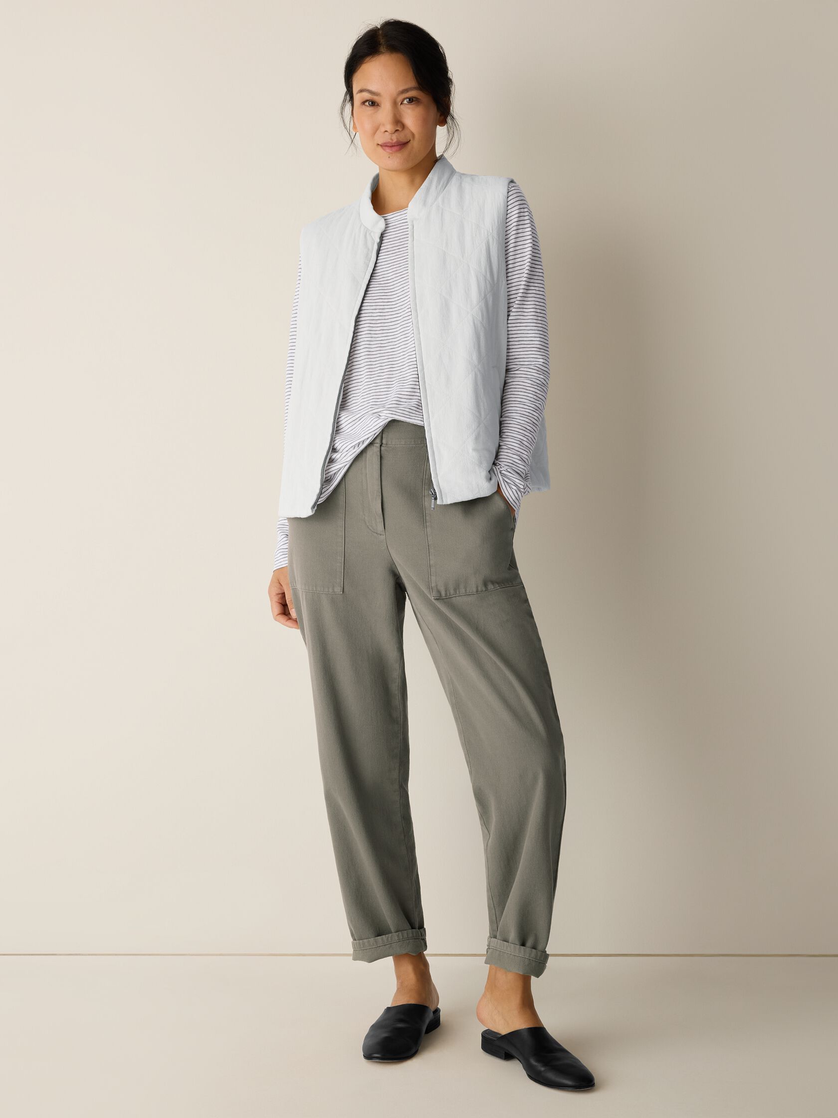 Striped Organic Linen Jersey Long-Sleeve Tee