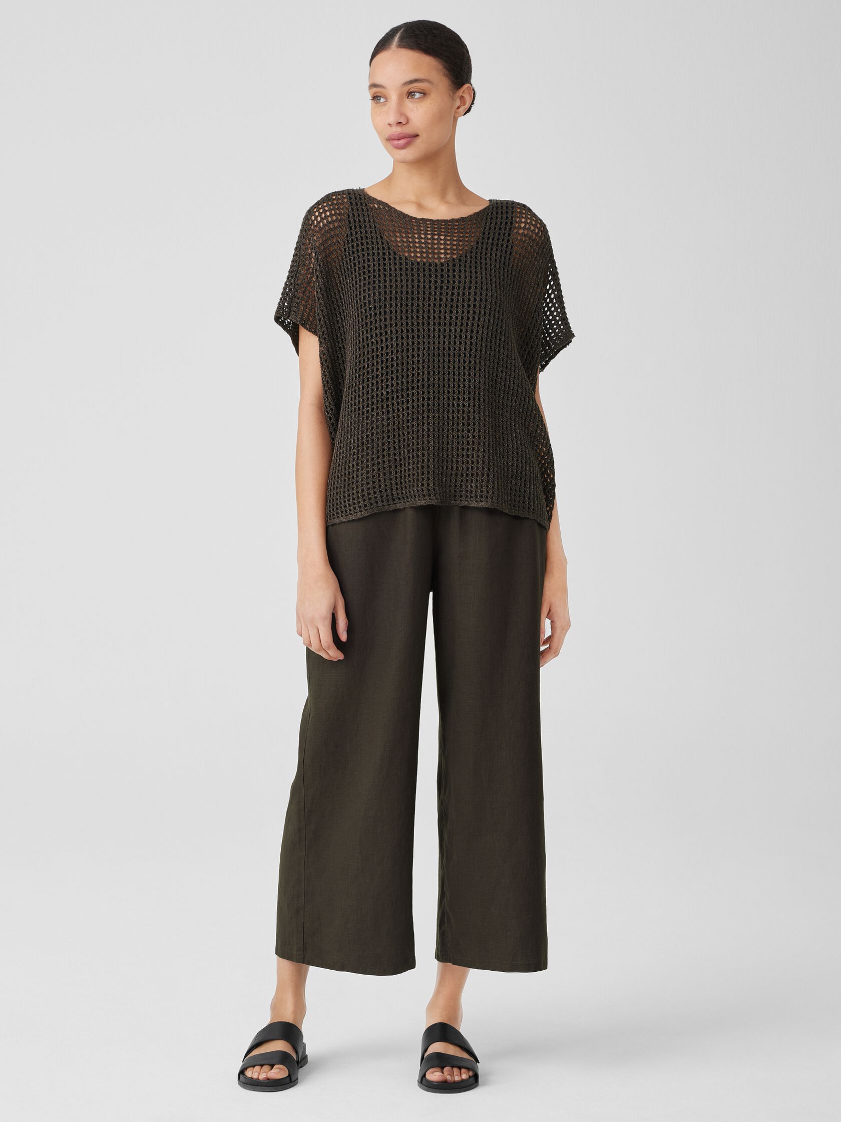 Organic Linen Délavé Bateau Neck Top