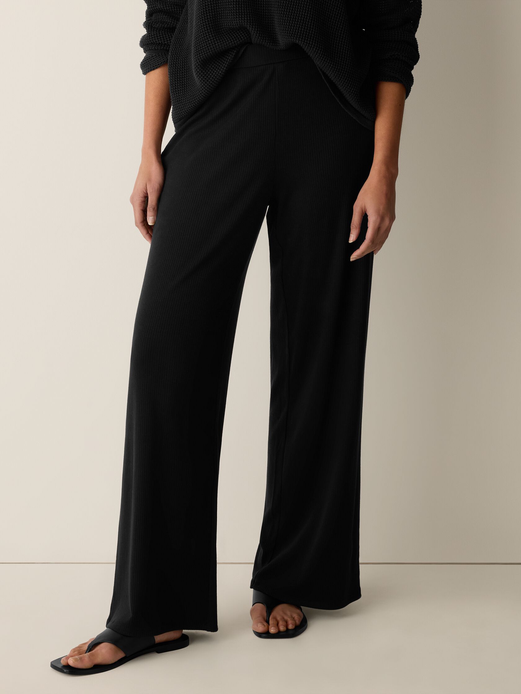 Ribbed Knit Wide-Leg Pant
