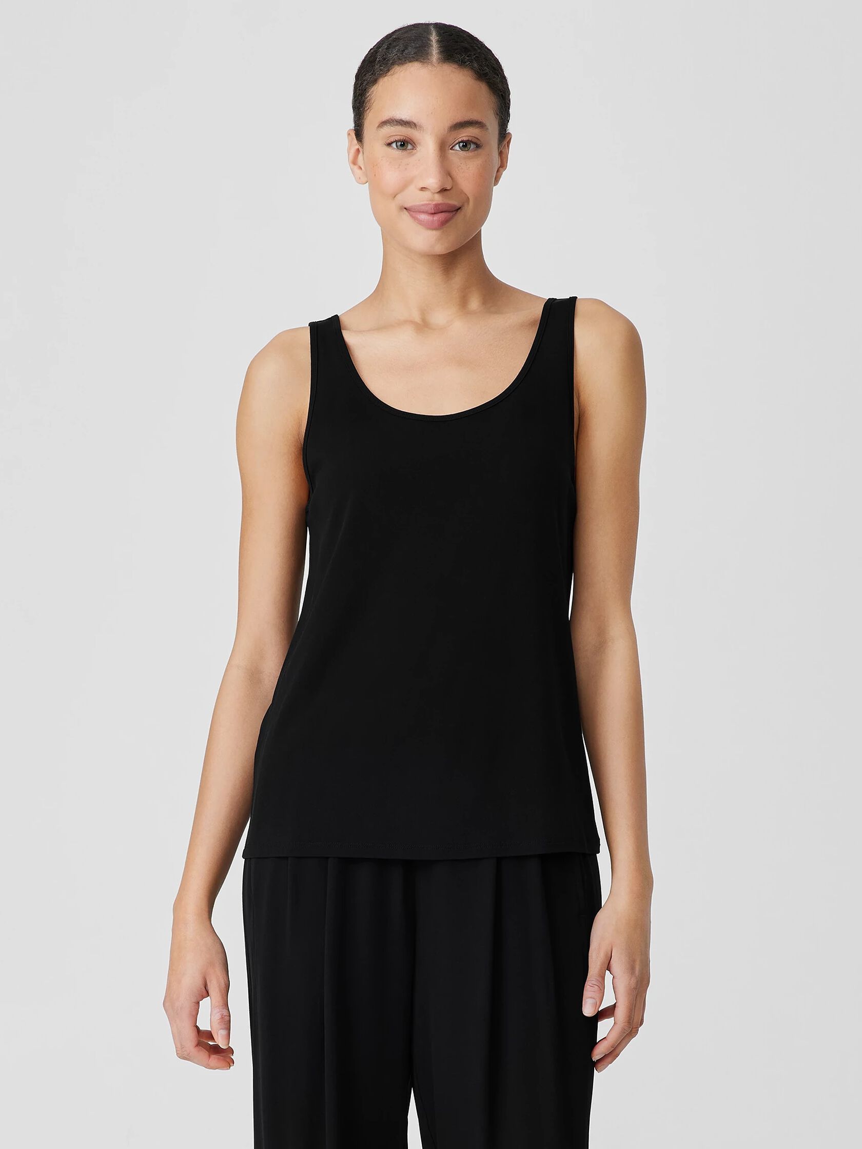 Stretch Silk Jersey Scoop Neck Tank