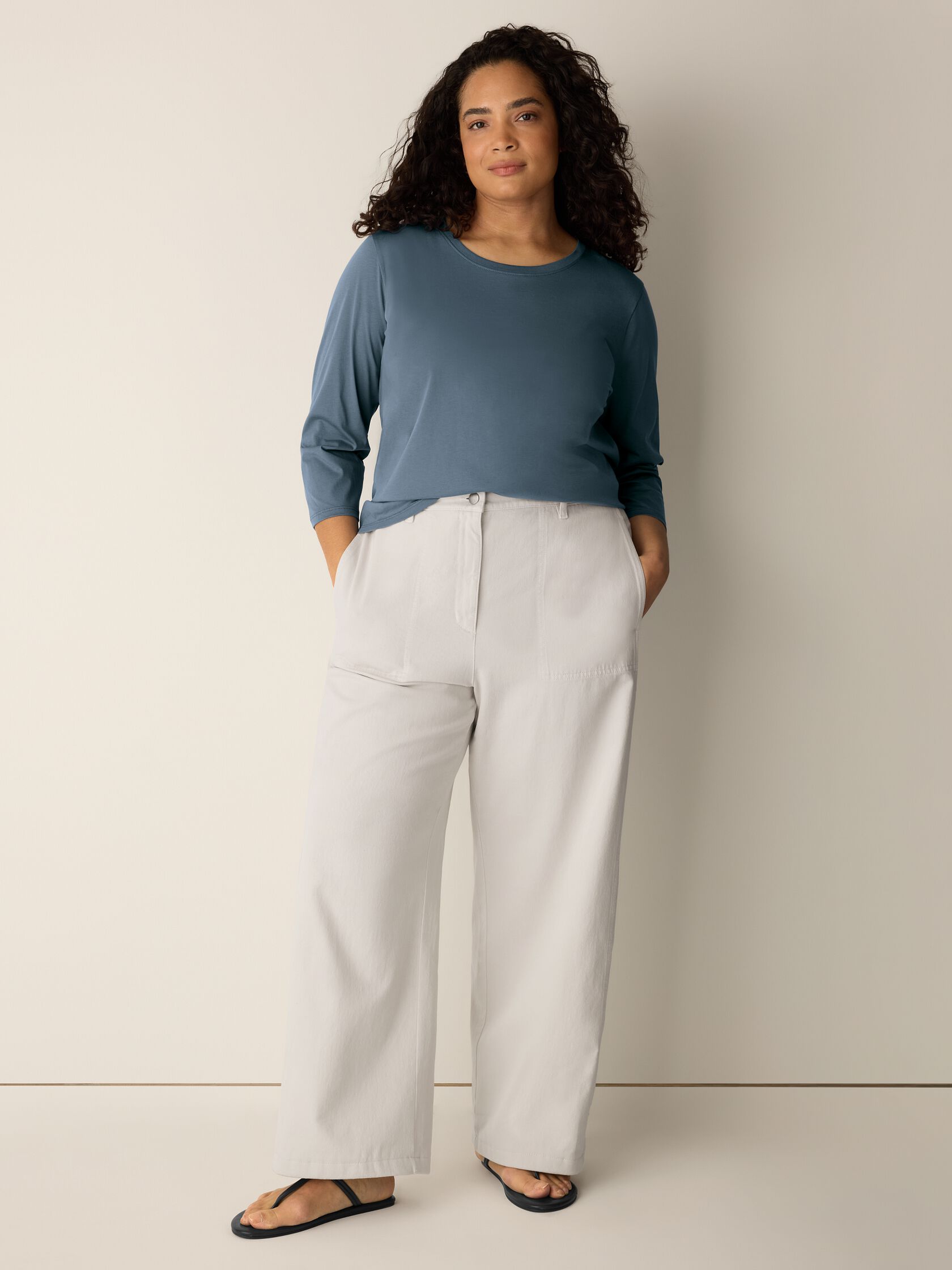 Organic Pima Cotton Jersey 3/4-Sleeve Tee
