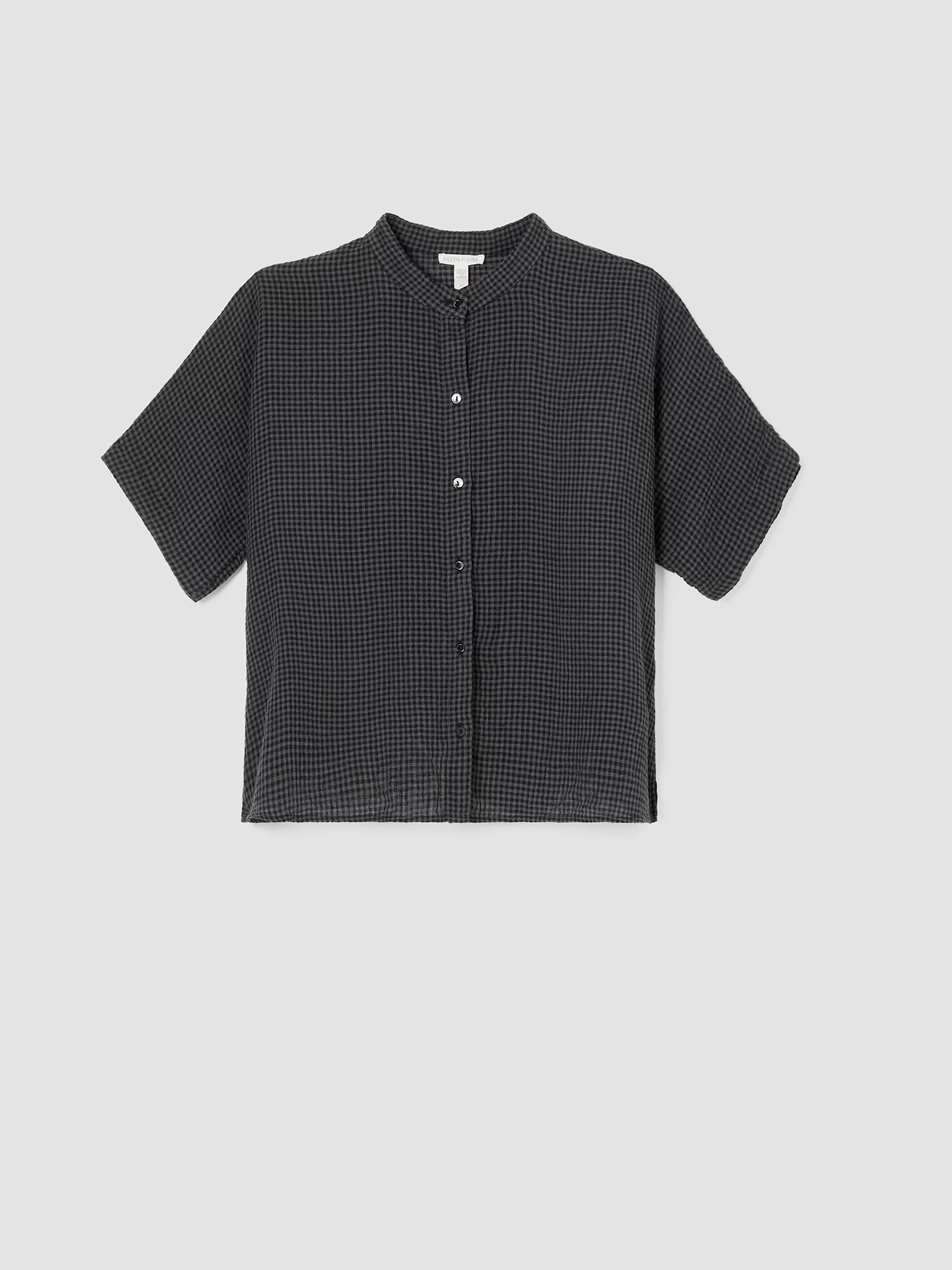 Puckered Organic Linen Short-Sleeve Shirt