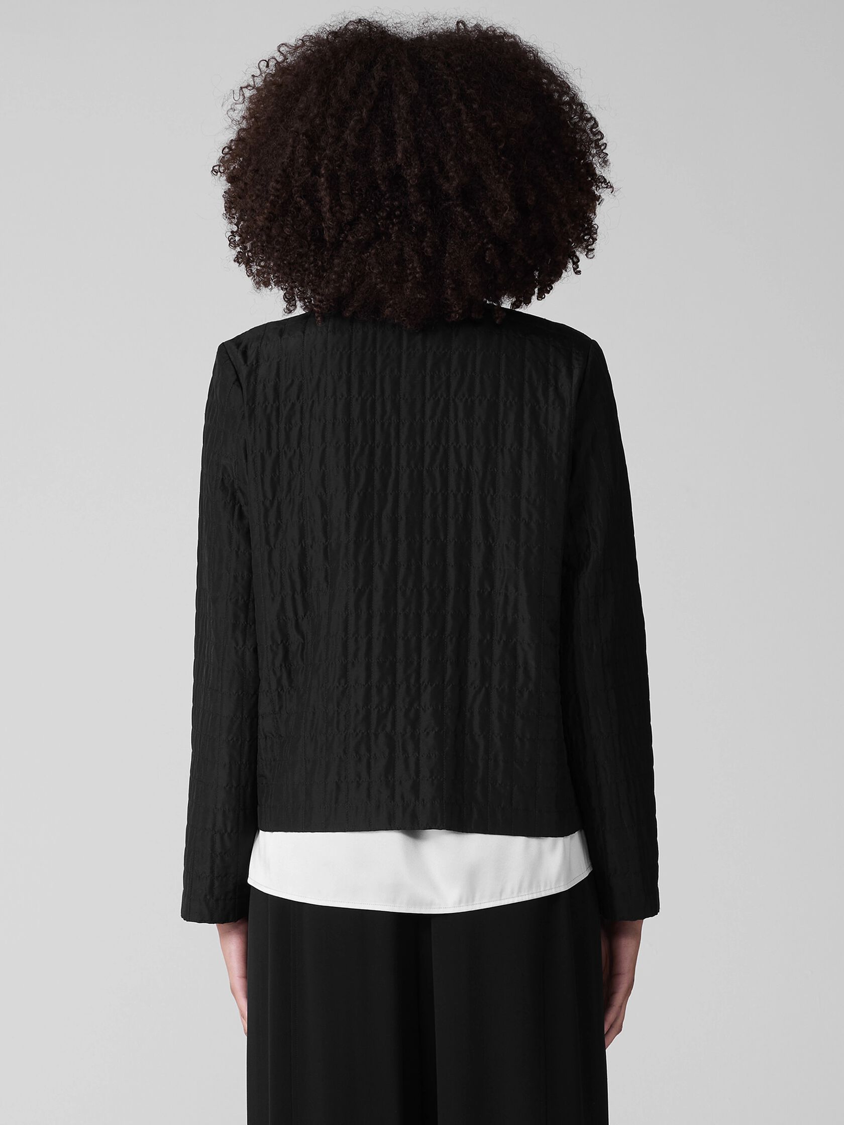 Silk Habutai Quilted Round Neck Jacket