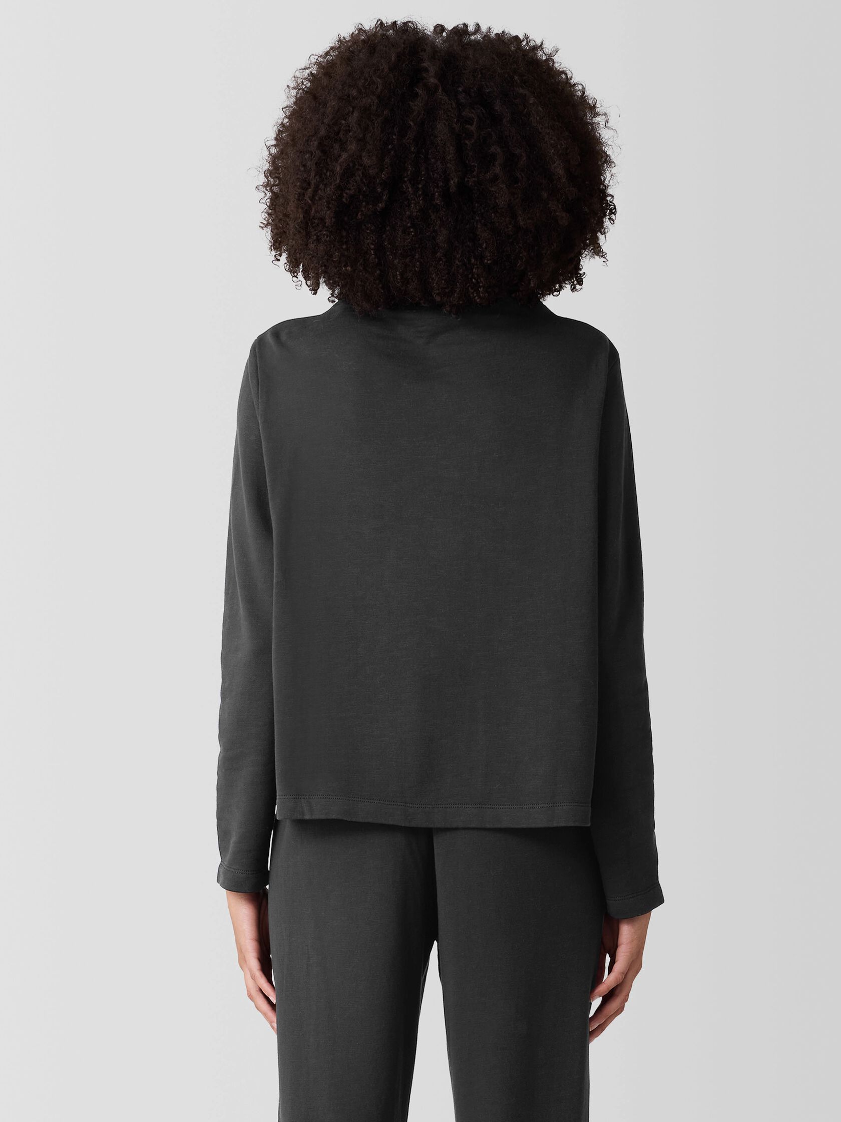 Garment-Dyed Terry Funnel Neck Top