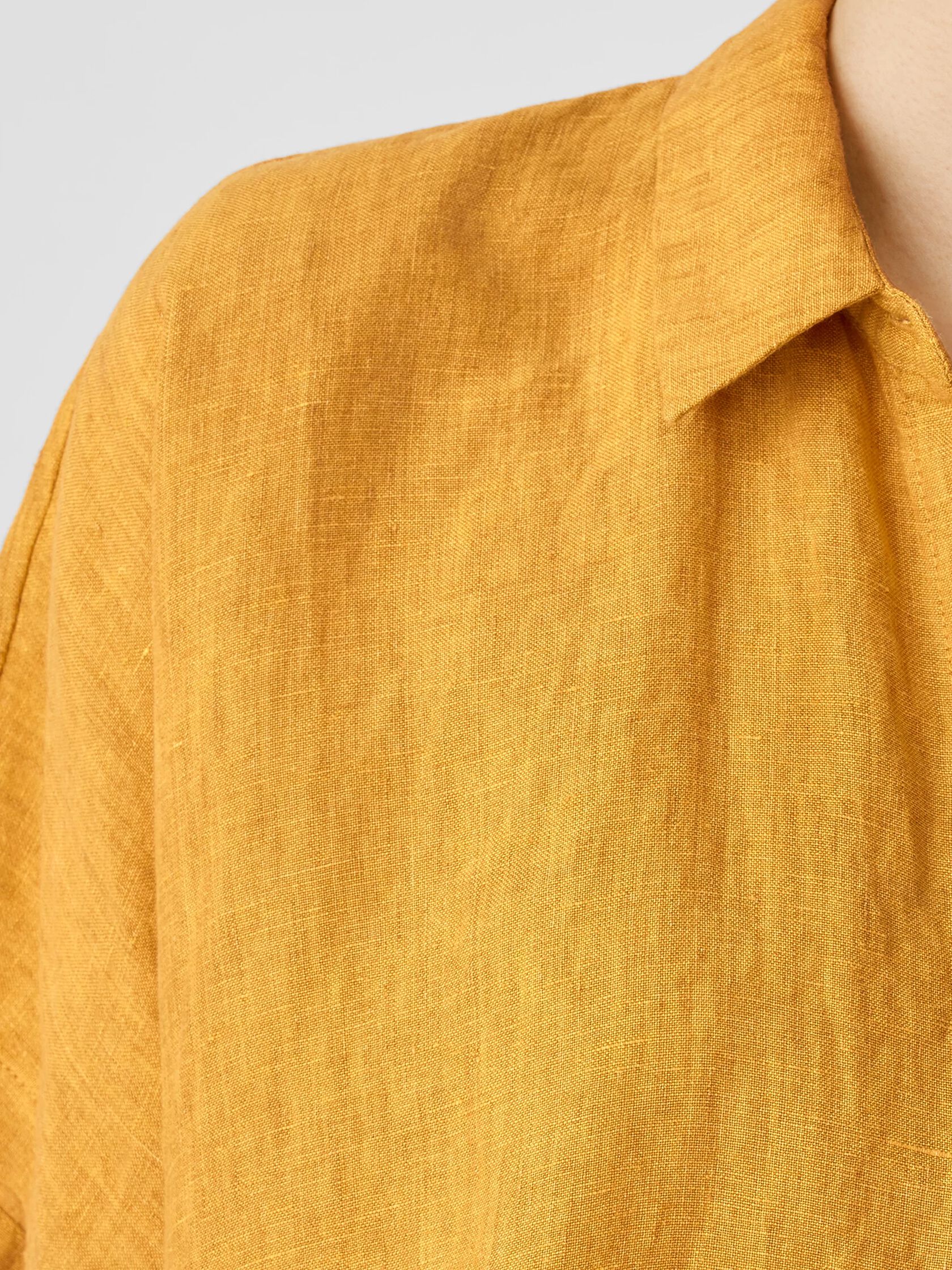 Washed Organic Linen Delave Short-Sleeve Shirt