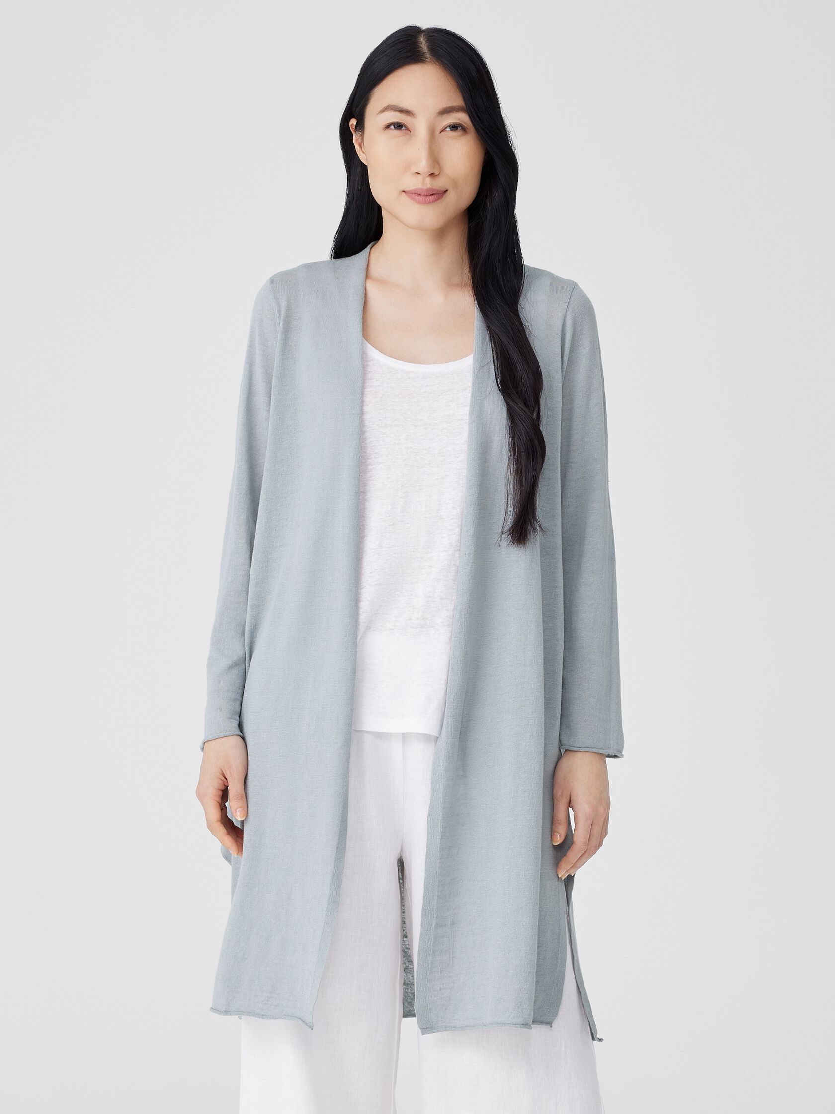 Organic Linen Cotton Jersey Long Cardigan