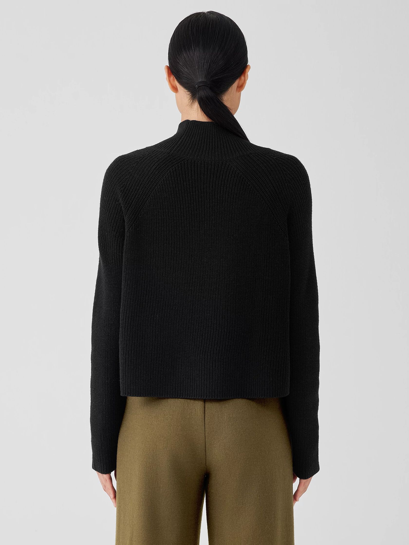 Merino Cropped Turtleneck Top in Regenerative Wool