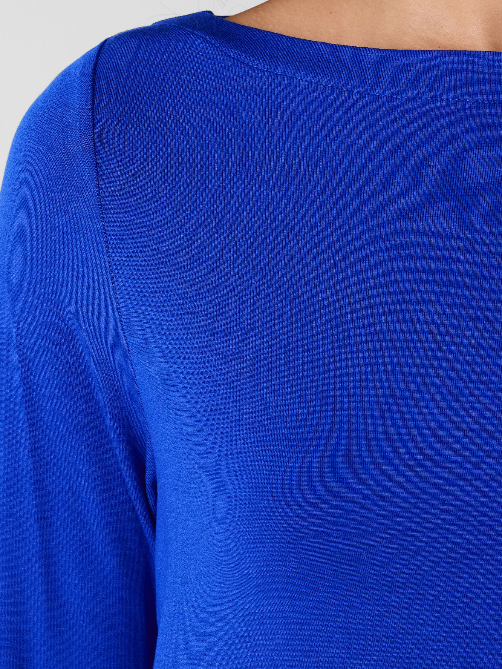 Fine Stretch Jersey Knit Bateau Neck Top