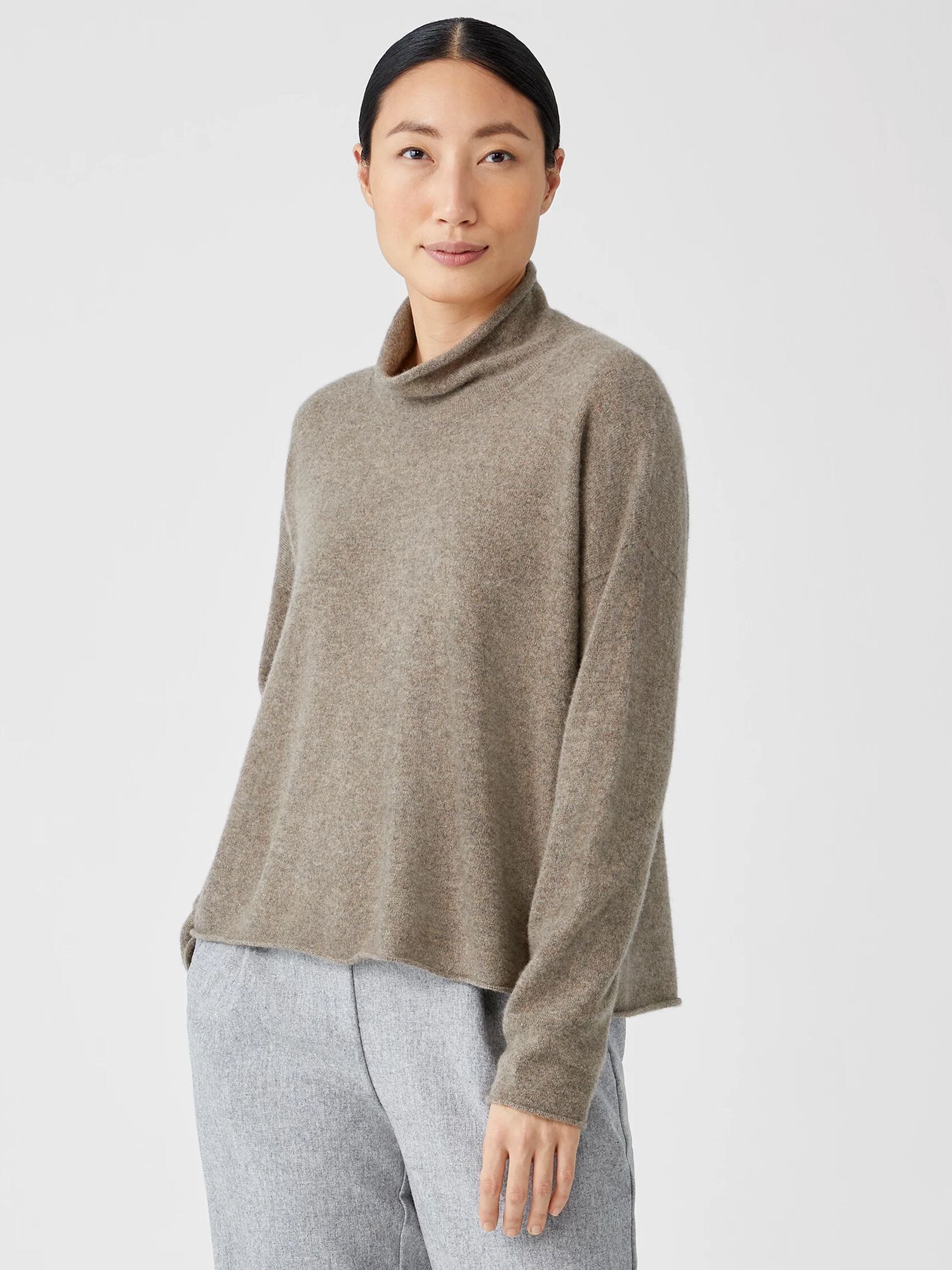 Italian Cashmere Scrunch Neck Top