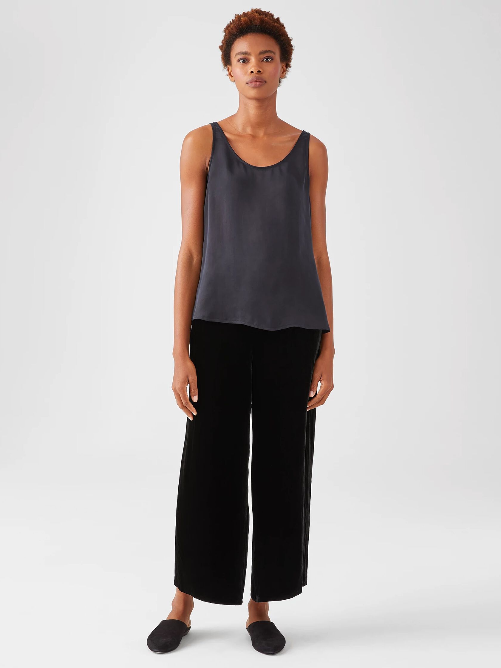 Velvet Wide-Leg Ankle Pant