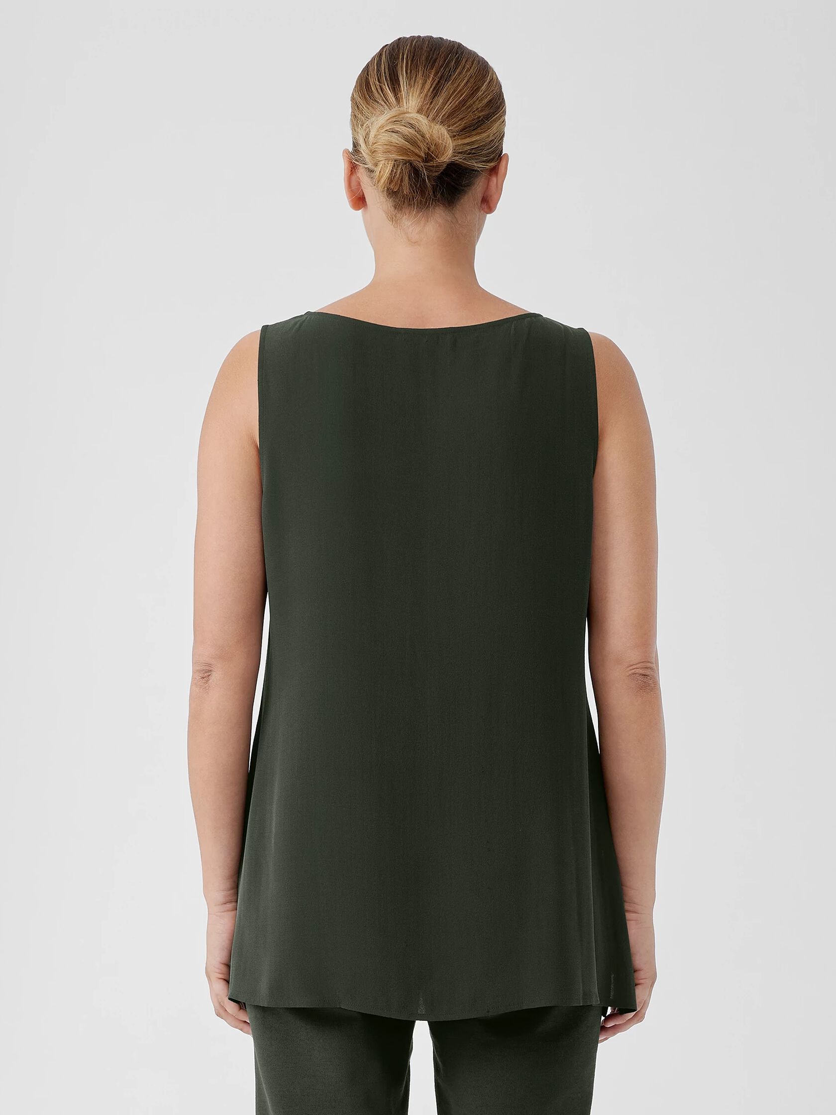 Silk Georgette Crepe Ballet Neck Tank