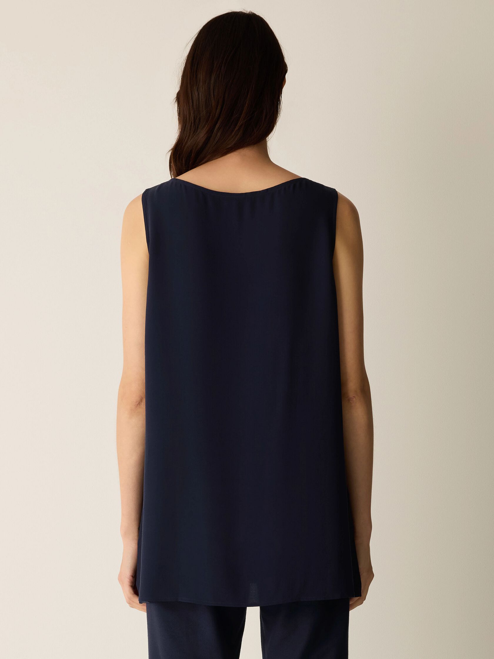 Silk Georgette Crepe Ballet Neck Long Tank