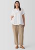 Organic Handkerchief Linen Band Collar Short-Sleeve Shirt