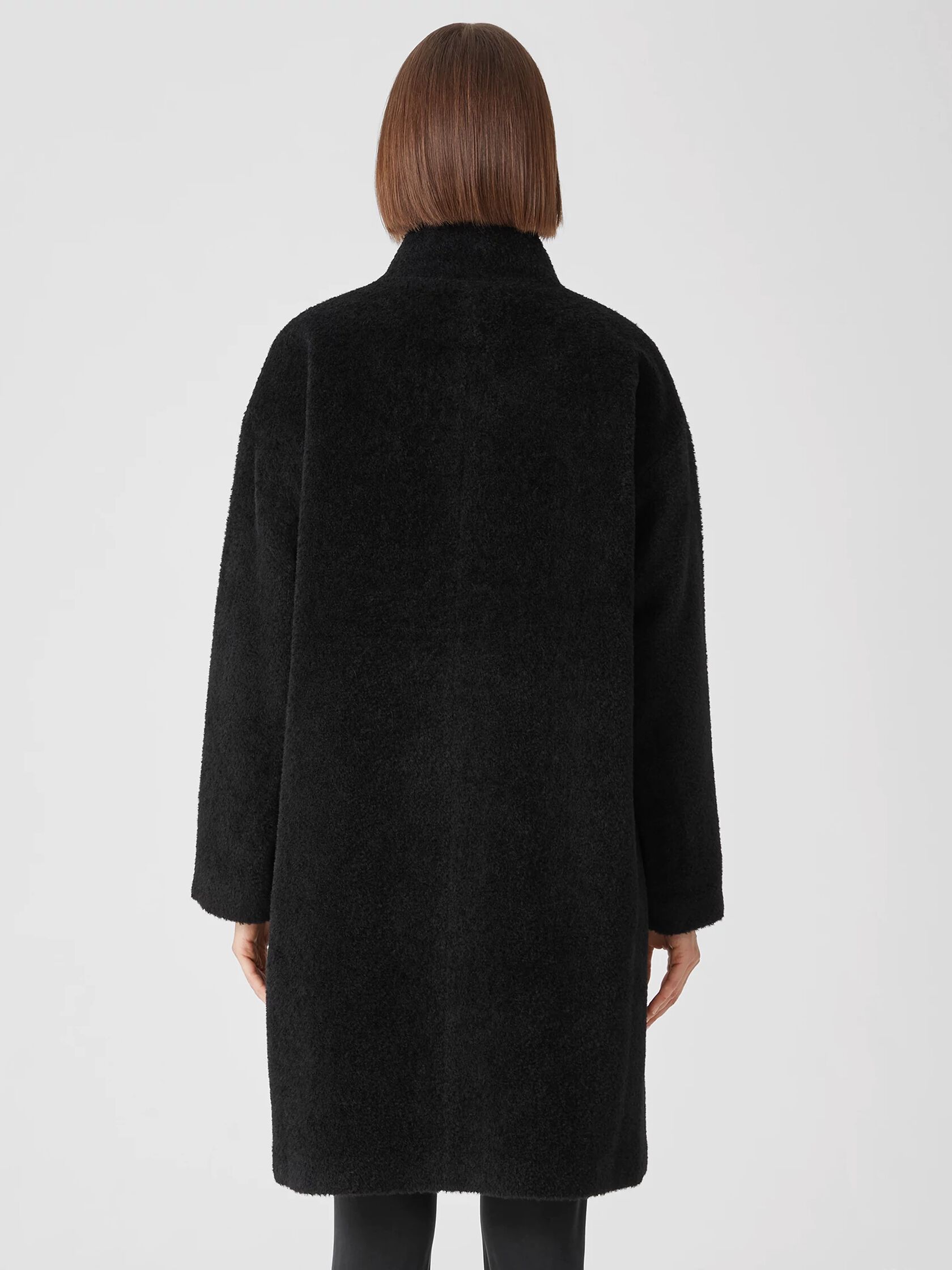 Sheared Suri Alpaca Stand Collar Coat