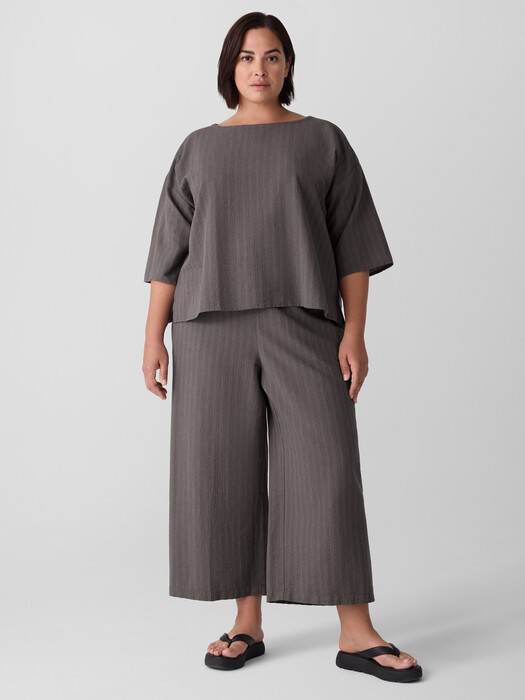 Cotton Blend Stripe Stitch Box-Top