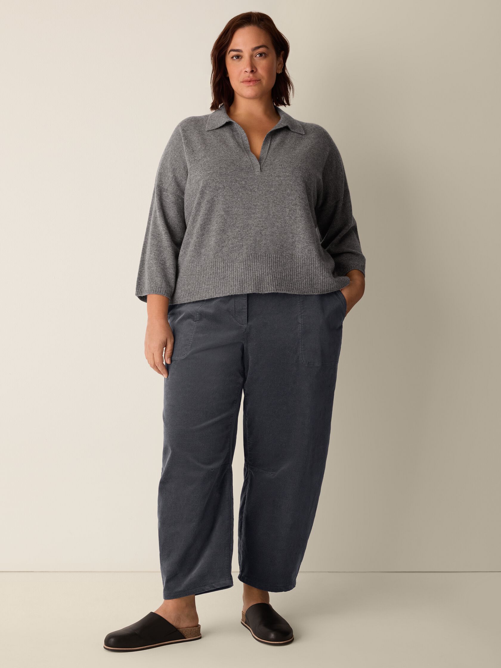 Italian Cashmere Split Neck Top