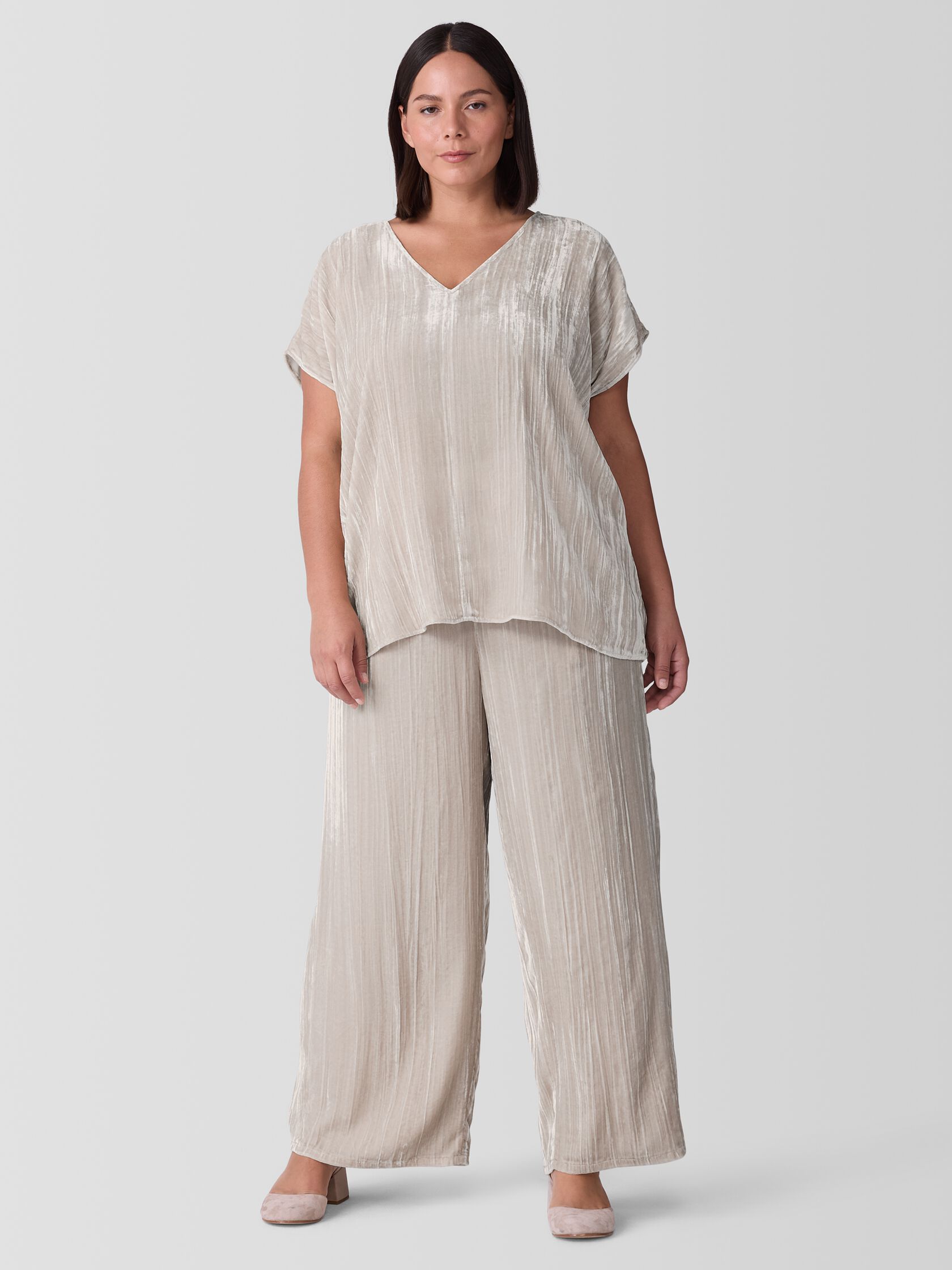 Crushed Velvet Wide-Leg Pant