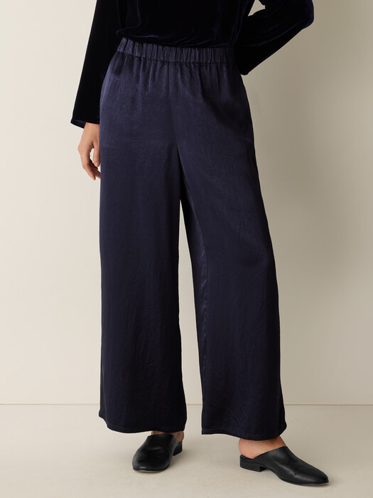 Textured Satin Wide-Leg Pant