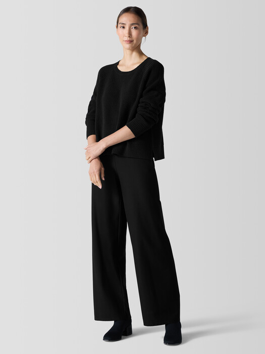 Cotton and Recycled Cashmere Thermal Crew Neck Top