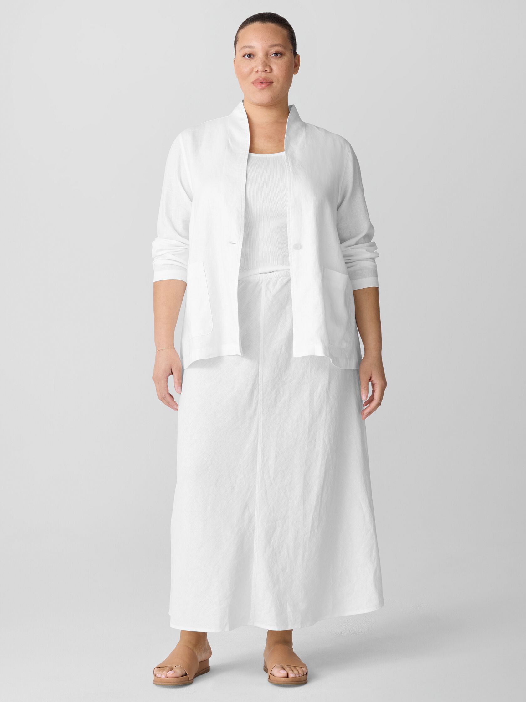 Organic Linen High Collar Jacket