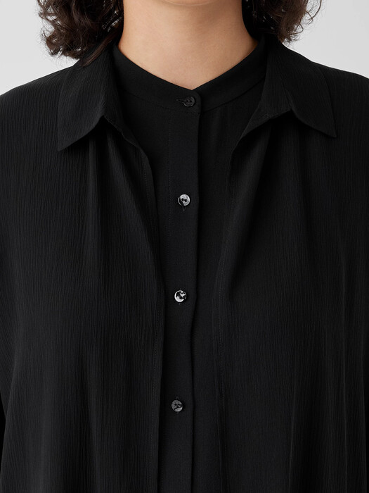 Crinkled Sheer Silk Classic Collar Jacket