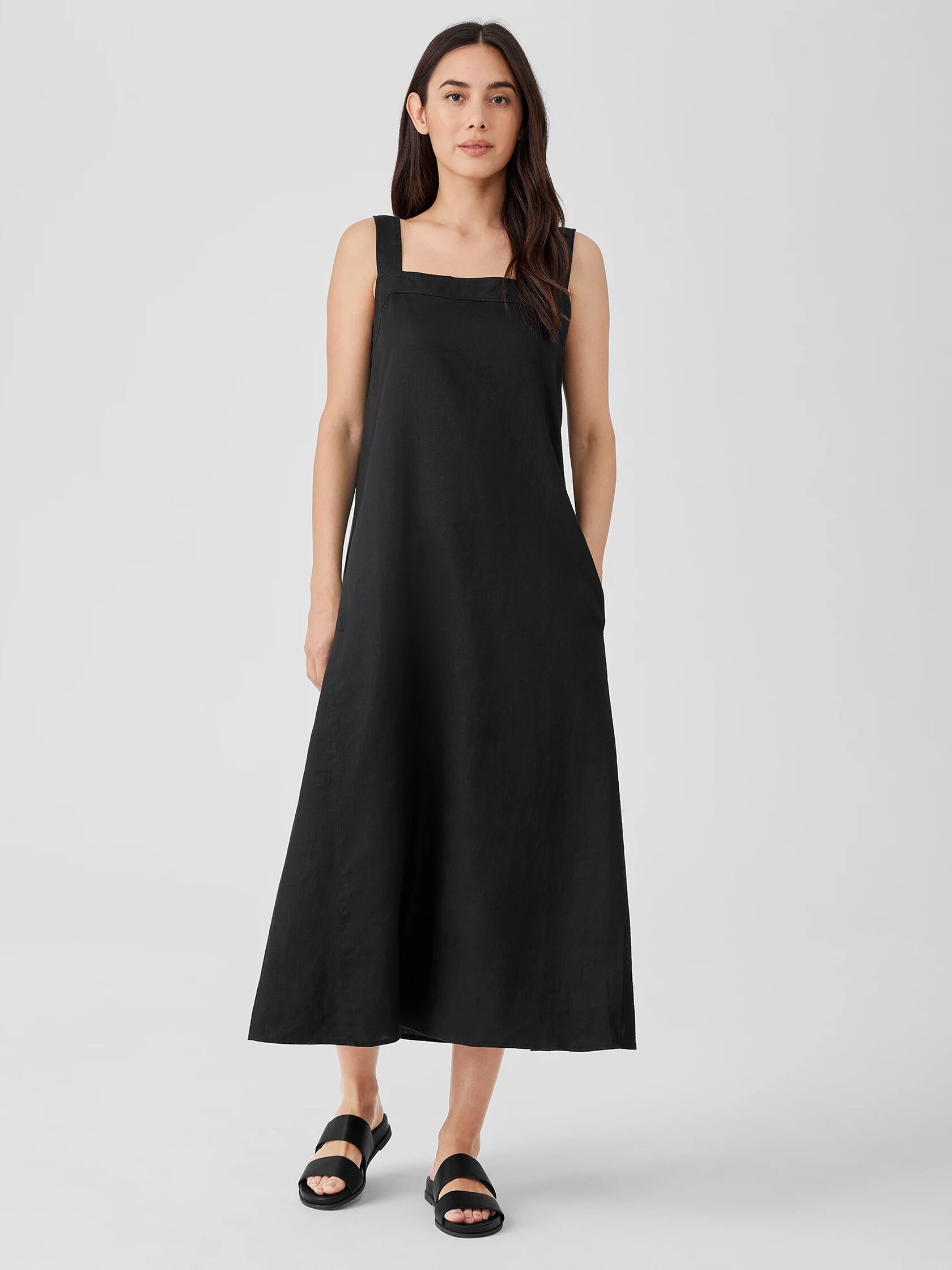 Organic Linen Square Neck Dress