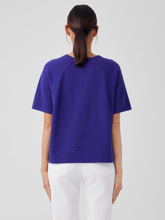 Organic Cotton Slubby Rib Knit Elbow-Sleeve Top