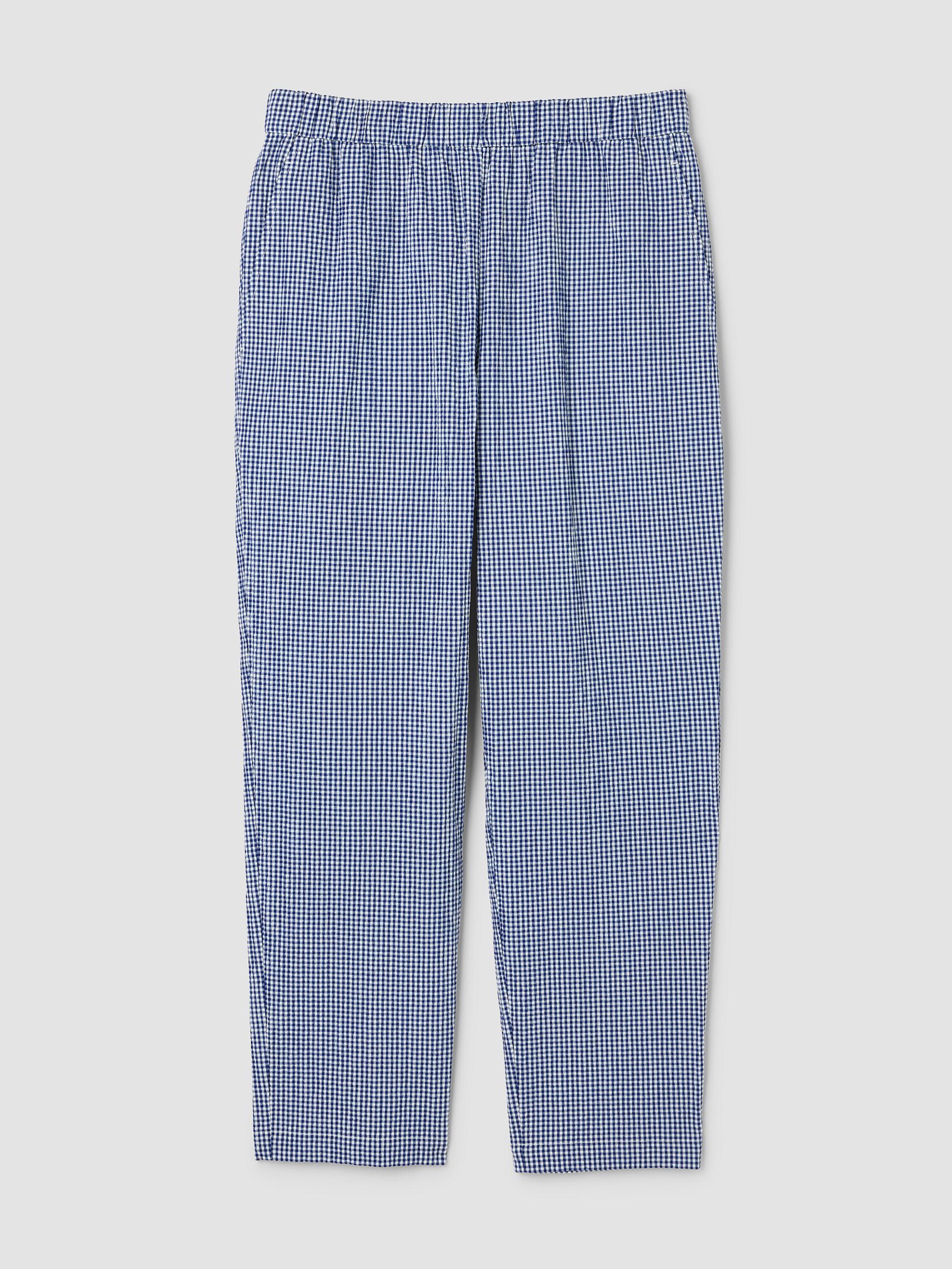 Organic Cotton Pucker Check Tapered Pant