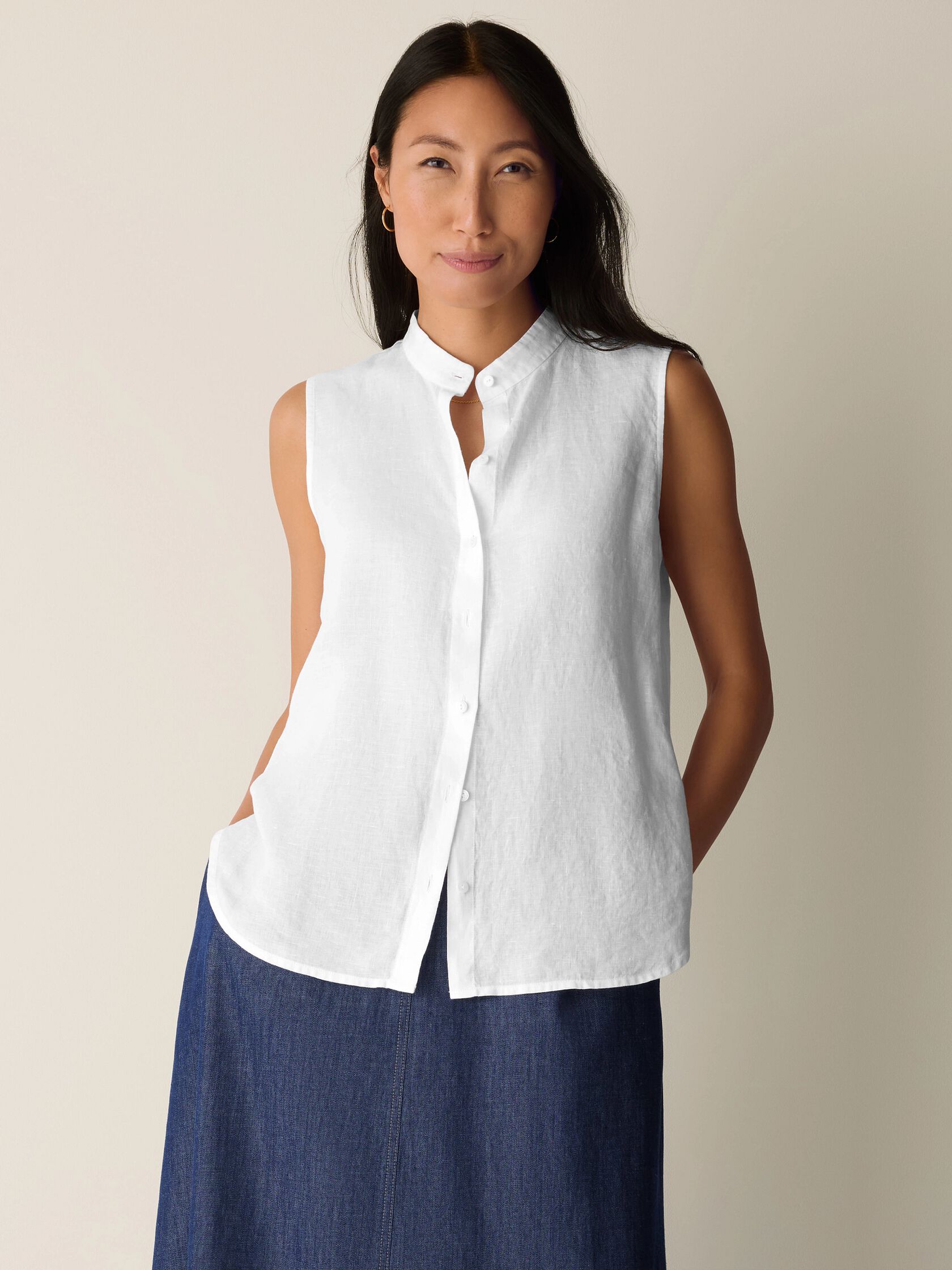 Organic Handkerchief Linen Sleeveless Shirt